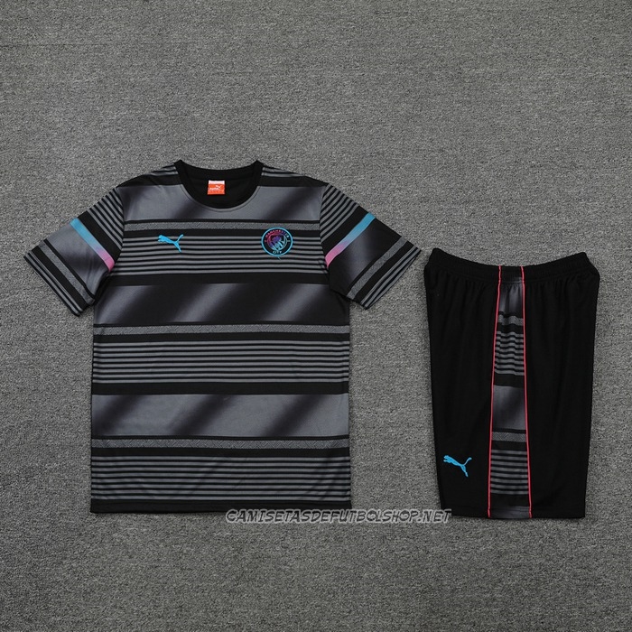 Chandal del Manchester City 22-23 Manga Corta Negro - Pantalon Corto